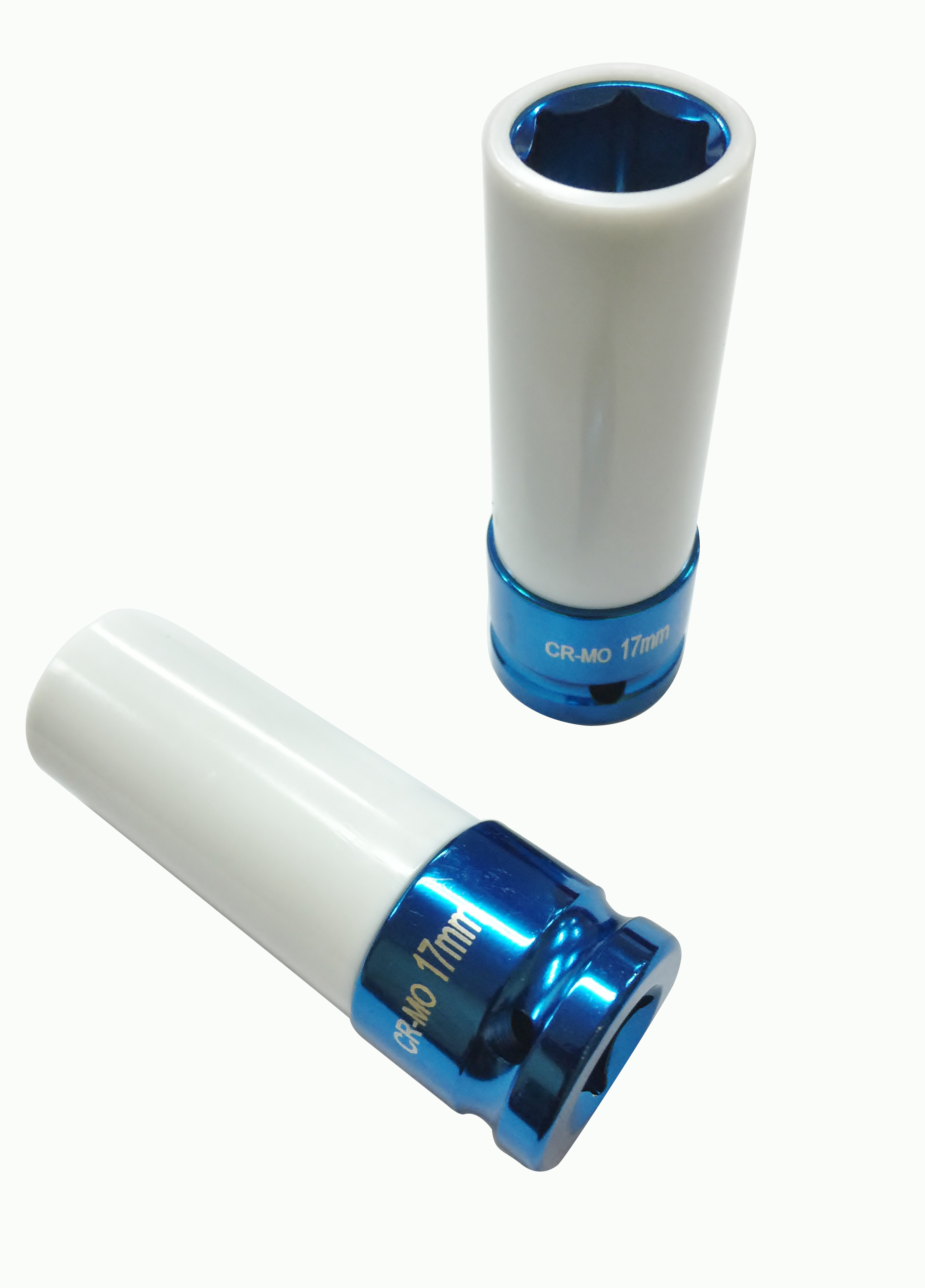 1／2" DR. × 17mm 6PT Flank Thin Wall Deep Impact Sockets with Plastic Sleeves